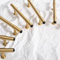 Gold brass and black obsidian crystal drawer handle/Black crystal and gold brass cabinet pull/Luxury hardware/Gemstone and brass door handle