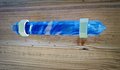 Hexagonal Indigo Blue crystal cabinet bar handle/Blue semi precious stone and brass drawer pull/Luxury furniture hardware/gemstone handle