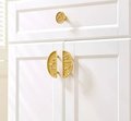 Oriental style wardrobe handles/Solid brass swirling mist design cabinet pulls/Large gold semi circle door handles/Demi lune drawer handle