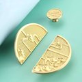 Oriental style wardrobe handles/Solid brass swirling mist design cabinet pulls/Large gold semi circle door handles/Demi lune drawer handle