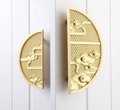 Oriental style wardrobe handles/Solid brass swirling mist design cabinet pulls/Large gold semi circle door handles/Demi lune drawer handle