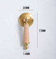 Pastel colour leather and brass drop drawer handle/Light coloured leather and gold drop cabinet pull/Brass drop handle wrapped in leather
