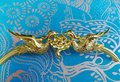Gold brass phoenix cabinet pull/Gold bird and cloud drawer handle/Brass birds and cloud door handle/Brass furniture hardware/Unique handles