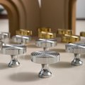 Chunky shiny silver echo pattern drawer handle/silver furniture hardware/Mid century modern drawer knob/silver retro style cabinet pull