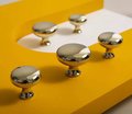 Round shiny gold brass cabinet handle/mirror shiny gold drawer knob/Polished brass door handle/Solid brass furniture hardware/classic handle