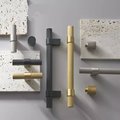 Gold Silver or black textured metal bar handle with wide base/Improved grip cabinet pull/brass kitchen cabinet handle/modern brass hardware