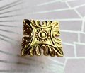 Gothic style gold brass drawer handle/Intricate antique pattern cabinet handle/Ornate square shape brass door knob/brass furniture hardware