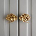Shiny Golden floating cloud shaped door handles in left or right facing design solid brass Cabinet Pull Knob furniture hardware upcycling