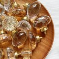 Mid century modern clear crystal cabinet pull/Transparent  oval shaped door knob/crystal furniture hardware/vintage style egg shaped handle