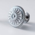 Shiny gold or silver antique style drawer pull/Ornate Edwardian daisy design door handle/Arts and craft inspired flower pattern cabinet knob