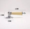 Neutral colour leather and silver drop drawer handle/Silver brown and cream leather drop cabinet pull/Chrome drop handle wrapped in leather
