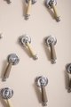 Neutral colour leather and silver drop drawer handle/Silver brown and cream leather drop cabinet pull/Chrome drop handle wrapped in leather