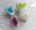 Dyed quartz crystal geode and brass cabinet handle/gemstone drawer handle/crystal door handle/raw semi precious stone door knob/rough quartz