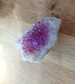 Dyed quartz crystal geode and brass cabinet handle/gemstone drawer handle/crystal door handle/raw semi precious stone door knob/rough quartz