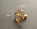 Geometric cut crystal and brass cabinet pull/Retro gold glazed crystal drawer knob/mid century modern style crystal door handle/Crystal knob
