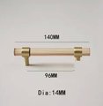 Pale gold lucite acrylic cabinet bar Handle with gold brass ring fixings cylindrical drawer pull/ furniture hardware/cabinet handle/kitchen