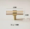 Pale gold lucite acrylic cabinet bar Handle with gold brass ring fixings cylindrical drawer pull/ furniture hardware/cabinet handle/kitchen
