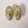 Gold ornate design cabinet handle/Solid brass oval drawer pull/Victorian style oval door handle/Antique style door knob/Gold brass hardware
