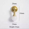 Gold stone ball drop handle in rose quartz, white quartz and marble/Gemstone drawer pull/Semi precious stone cabinet pull/Crystal handle