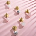 Gold stone ball drop handle in rose quartz, white quartz and marble/Gemstone drawer pull/Semi precious stone cabinet pull/Crystal handle