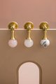 Gold stone ball drop handle in rose quartz, white quartz and marble/Gemstone drawer pull/Semi precious stone cabinet pull/Crystal handle