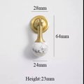 Gold stone ball drop handle in rose quartz, white quartz and marble/Gemstone drawer pull/Semi precious stone cabinet pull/Crystal handle