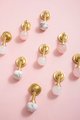 Gold stone ball drop handle in rose quartz, white quartz and marble/Gemstone drawer pull/Semi precious stone cabinet pull/Crystal handle