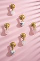 Gold stone ball drop handle in rose quartz, white quartz and marble/Gemstone drawer pull/Semi precious stone cabinet pull/Crystal handle