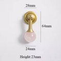 Gold stone ball drop handle in rose quartz, white quartz and marble/Gemstone drawer pull/Semi precious stone cabinet pull/Crystal handle