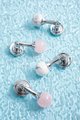 Silver stone ball drop handle in rose quartz, white quartz and marble/Gemstone drawer pull/Semi precious stone cabinet pull/Crystal handle