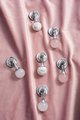 Silver stone ball drop handle in rose quartz, white quartz and marble/Gemstone drawer pull/Semi precious stone cabinet pull/Crystal handle