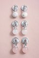 Silver stone ball drop handle in rose quartz, white quartz and marble/Gemstone drawer pull/Semi precious stone cabinet pull/Crystal handle