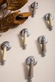 Neutral colour leather and silver drop drawer handle/Silver brown and cream leather drop cabinet pull/Chrome drop handle wrapped in leather