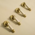 Neutral colour leather and shiny gold drop handle/Brass brown, tan and cream leather drop cabinet pull/Gold drop handle wrapped in leather