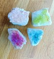 Dyed quartz crystal geode and brass cabinet handle/gemstone drawer handle/crystal door handle/raw semi precious stone door knob/rough quartz