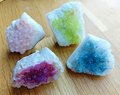 Dyed quartz crystal geode and brass cabinet handle/gemstone drawer handle/crystal door handle/raw semi precious stone door knob/rough quartz