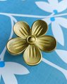 Big gold brass daisy cabinet handle/Brass daisy flower drawer pull/Gold brass flower power door knob/bedroom furniture hardware/70's decor