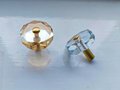 Geometric cut crystal and brass cabinet pull/Retro gold glazed crystal drawer knob/mid century modern style crystal door handle/Crystal knob