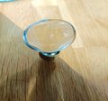 Grey oval crystal and brass cabinet pull/Retro cool grey egg shape crystal drawer knob/mid century style smooth polished crystal door handle