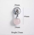 Silver stone ball drop handle in rose quartz, white quartz and marble/Gemstone drawer pull/Semi precious stone cabinet pull/Crystal handle