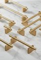 Gold brass bar with rectangle base drawer handle/modern gold gold brass hardware/gold brass cabinet pull/Gold kitchen hardware/Gold pulls