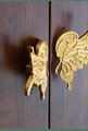 Pair of detailed individual butterfly wing door handles/gold butterfly drawer handles/Gold brass hardware/nursery decor/gold butterfly pull