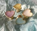 Sweet glittery heart shaped drawer pull/Pastel coloured door handle/Nursery door knob/Girls bedroom cabinet handle/Crystal heart shaped knob