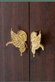 Pair of detailed individual butterfly wing door handles/gold butterfly drawer handles/Gold brass hardware/nursery decor/gold butterfly pull