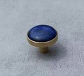Electric blue lapis lazuli and gold brass  drawer knob/blue stone cabinet handle/gemstone drawer pull/blue cabinet handle/blue hardware