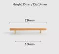 Smooth light wood and brass cabinet bar handle/Ash, Beech or Oak drawer pull/Wooden furniture hardware/Light wood and gold brass door handle