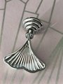Shiny silver ginkgo drop leaf drawer handle/leaf shaped cabinet pull/silver leaf drawer pull/Silver furniture hardware/silver door handle
