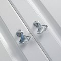 Shiny silver ginkgo drop leaf drawer handle/leaf shaped cabinet pull/silver leaf drawer pull/Silver furniture hardware/silver door handle