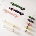 Luxury hexagonal semi precious stone cabinet bar handle with silver fixings/gemstone drawer pull/Crystal door handle/Amethyst Citrine Jade