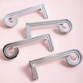 Silver note shaped retro door handle/Silver geometric shape wardrobe handle/Chrome mid century modern style drawer pull/Statement handles